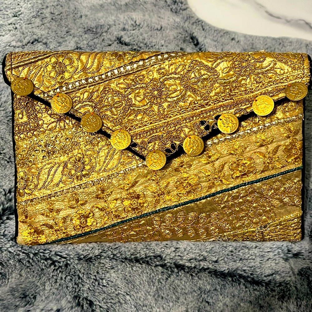 Gold and black purse